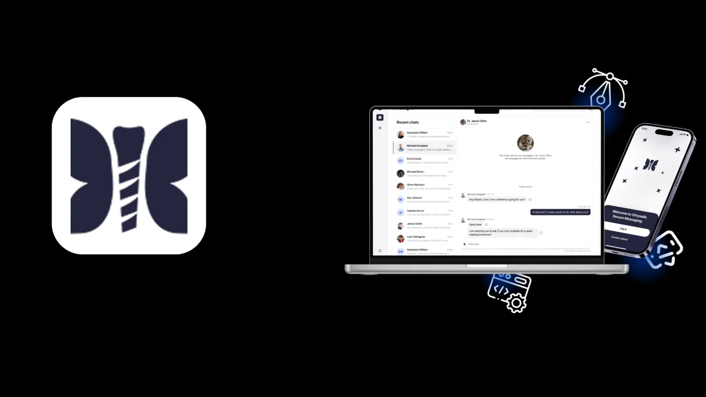 Chrysalis app icon alongside the messaging UI