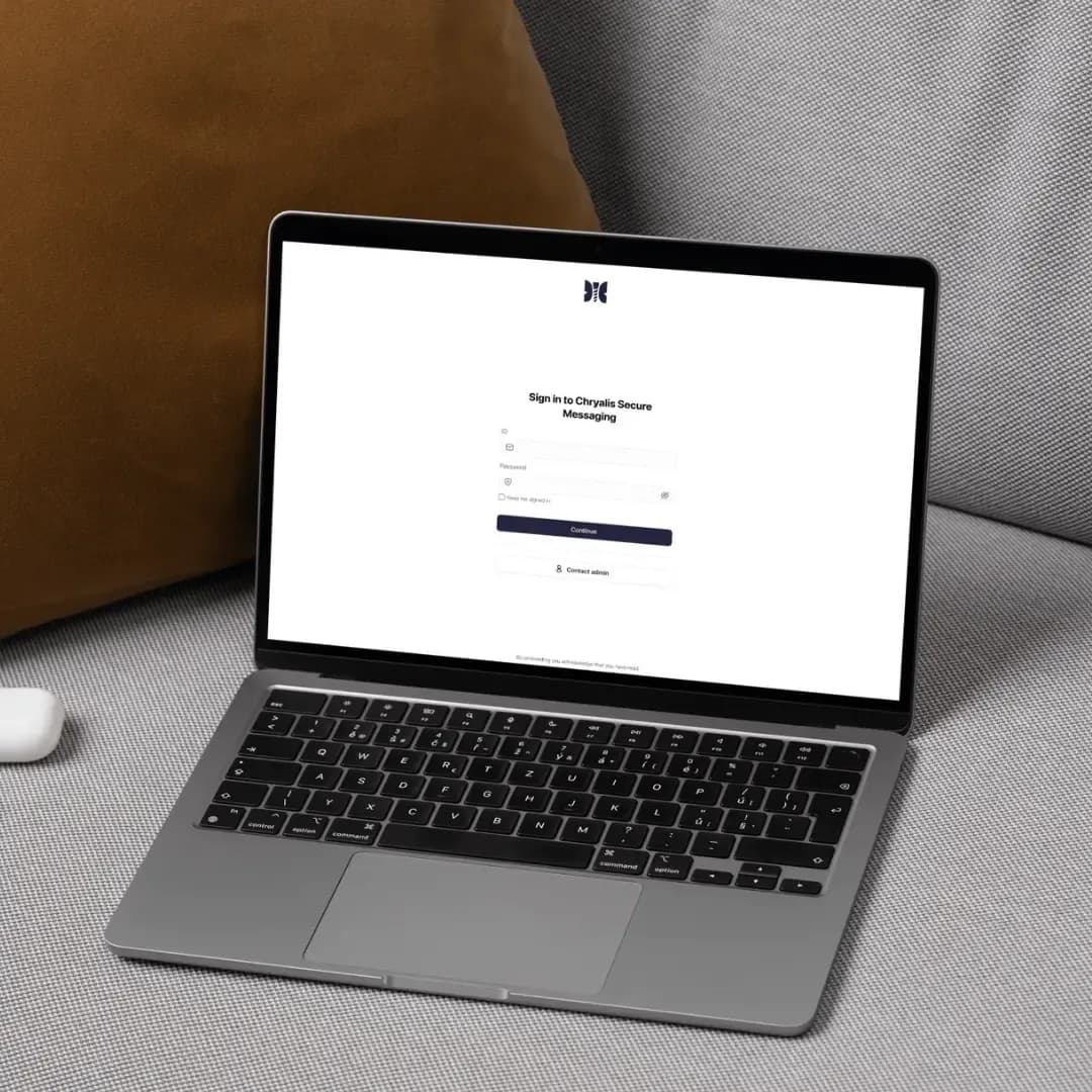 Chrysalis sign-in on a laptop