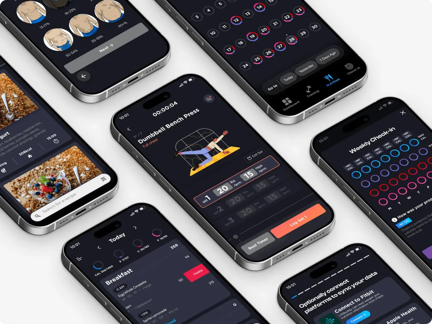 LiftBuddy workout and tracking screens