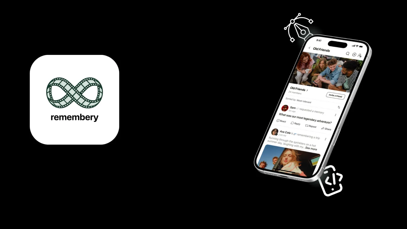 Remembery app icon alongside the memory feed