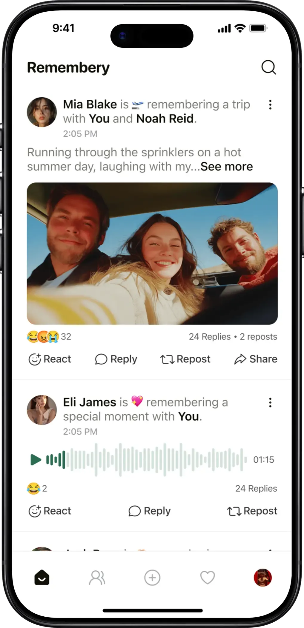 Remembery memory feed on a phone